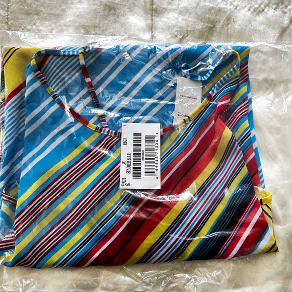 NEW PHOTOS! SPAGHETTI STRAP TOP, DIAGONAL MULTICOLOURS, SIZE 3X, KEYHOLE BACK, - Picture 5 of 12